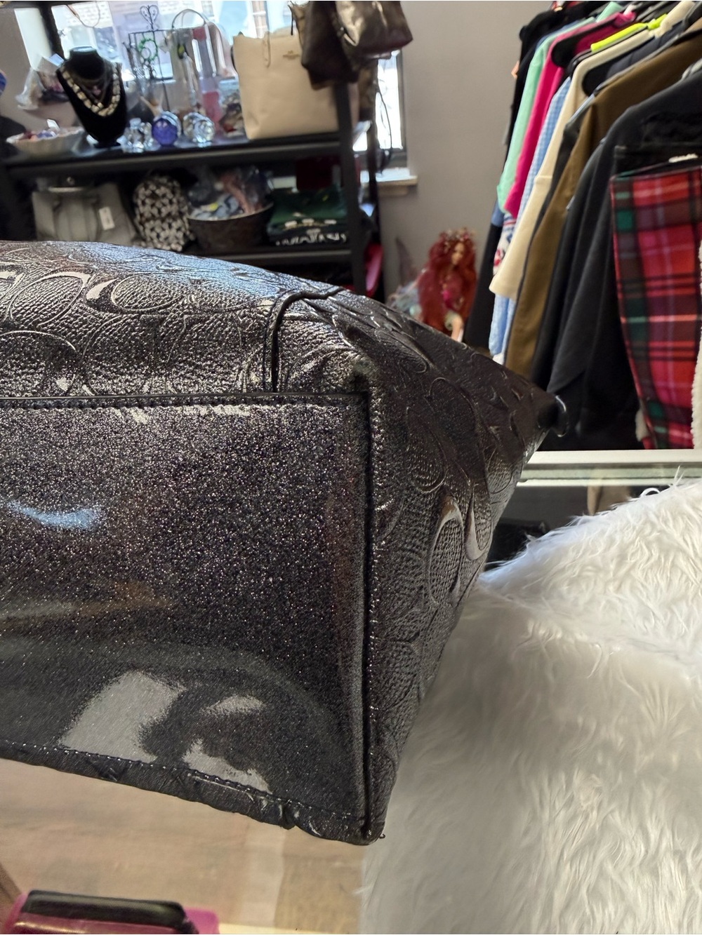 Coach Ava Tote bag metallic signature embossed logo pattern - Picture 6 of 13